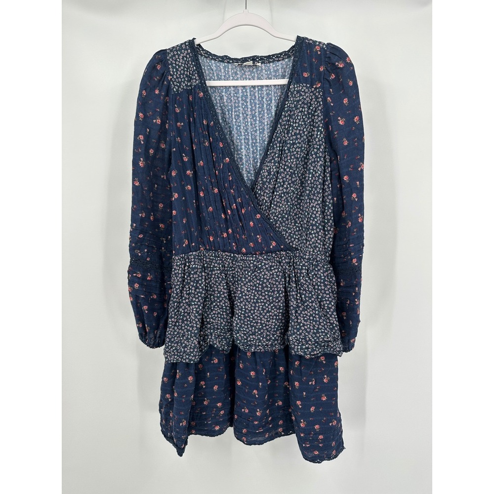 American Eagle Womens Boho Peasant Patchwork Tiered Dress Size L Floral Prairie